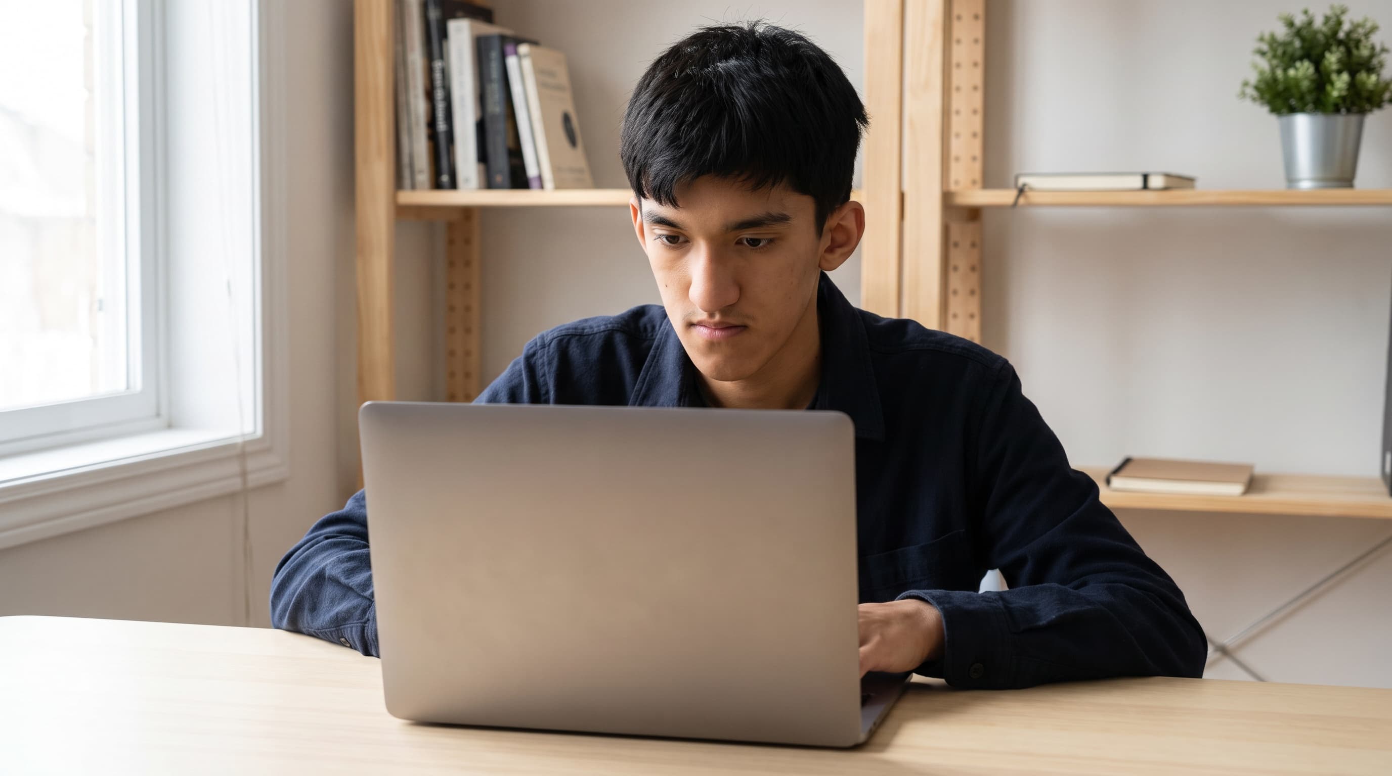 Editorial illustration of Gautam Sudarshan Anand Viruthagiri at work on his project.