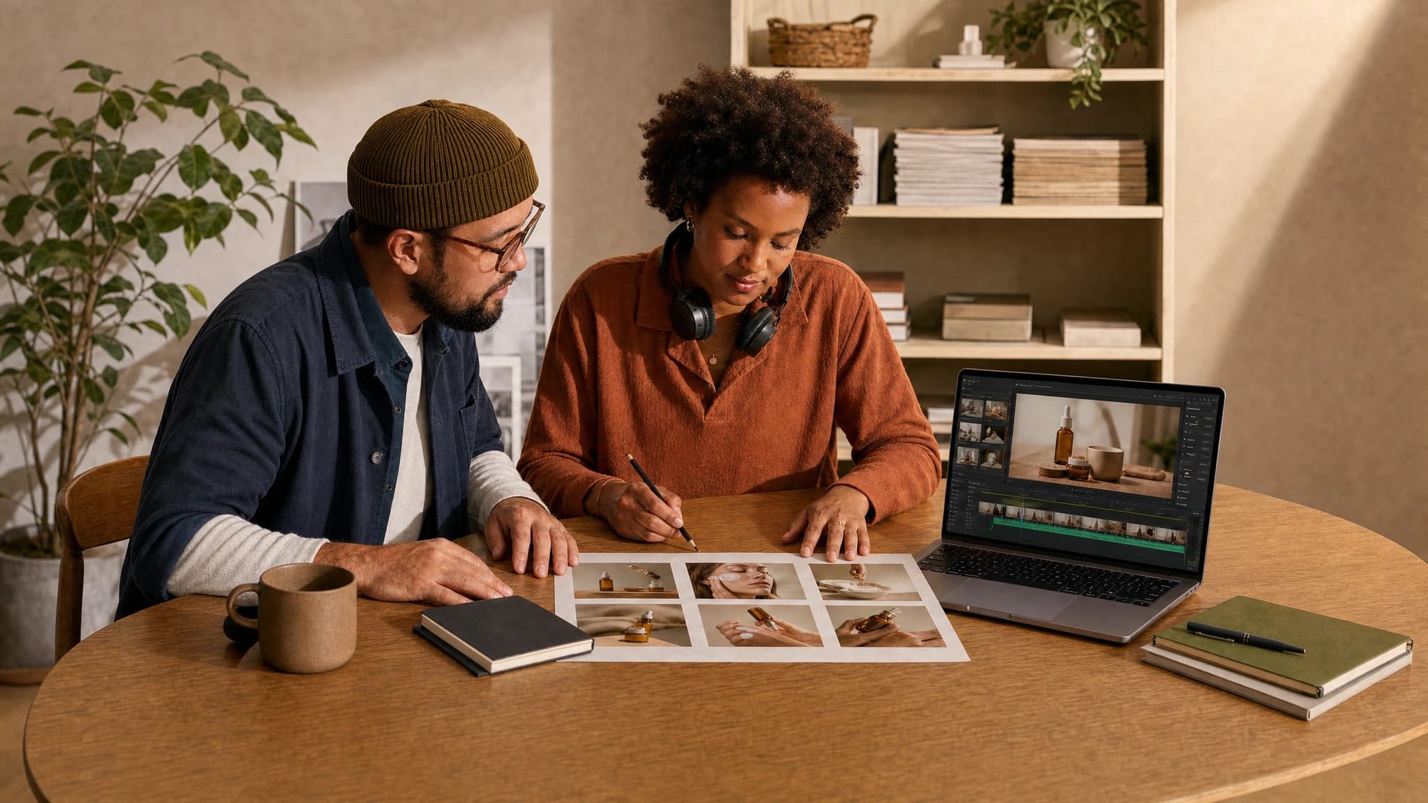 A motion designer and editor review campaign cuts, format proofs and version notes.