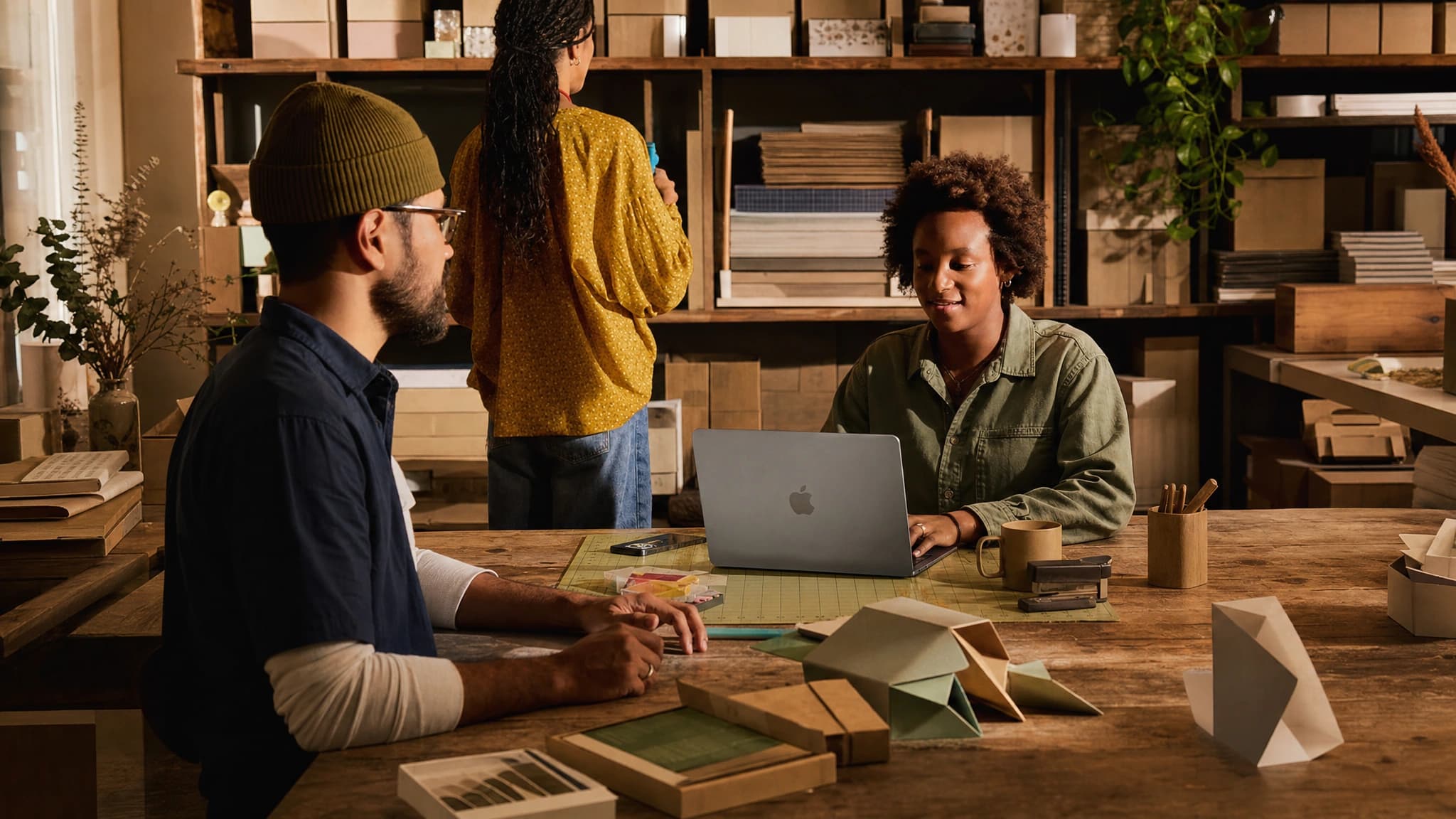 a coordinator reviewing a work plan with a colleague.