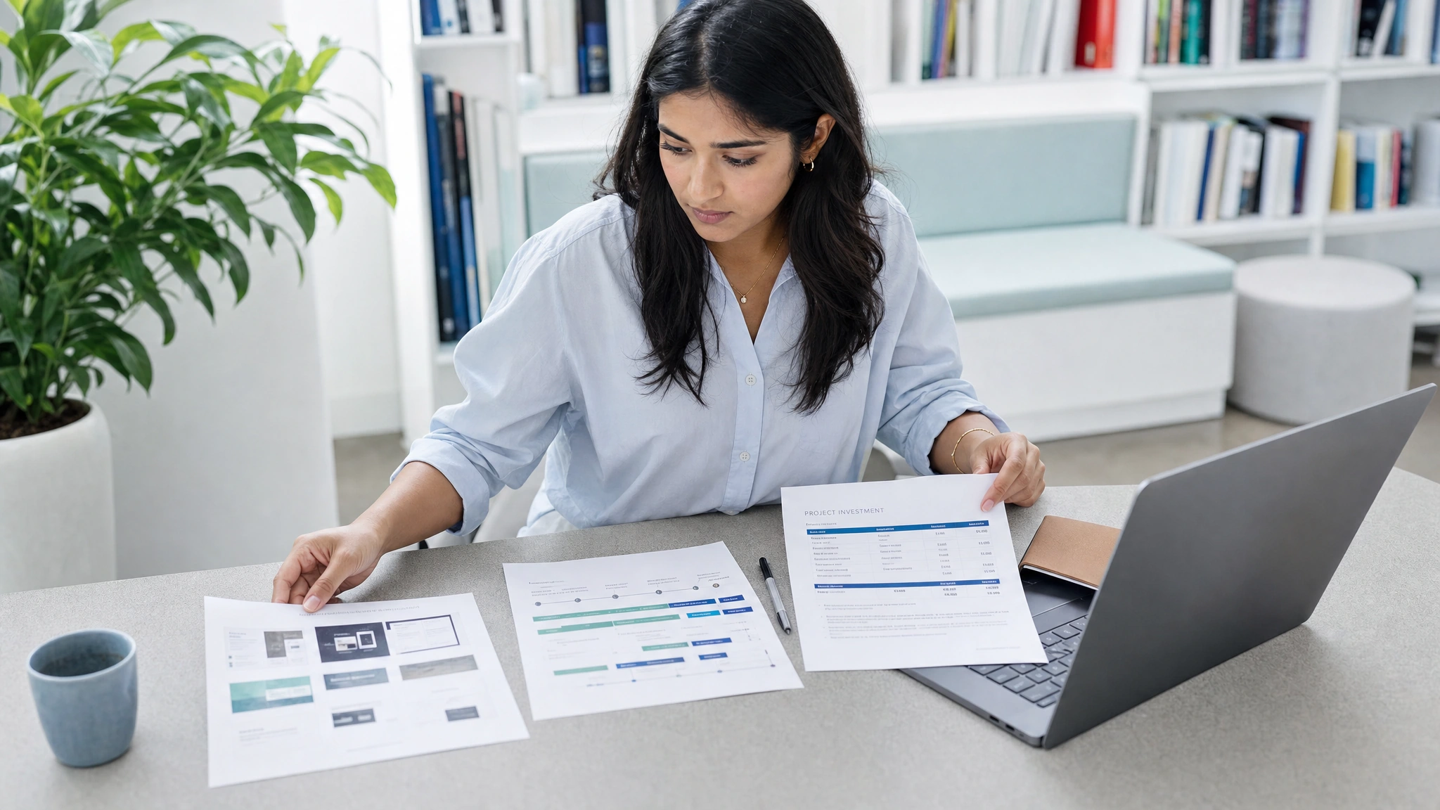 A consultant turns a customer brief into deliverables, a schedule, and a price.